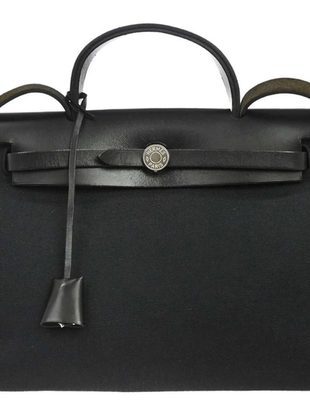 Hermes Black Toile Officier Herbag Zip PM 2way Tote Bag A TS 006 AU 188758